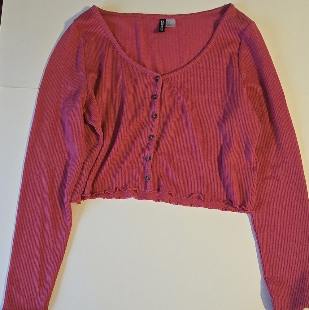 H&M Pink Button-Up  Crop Top